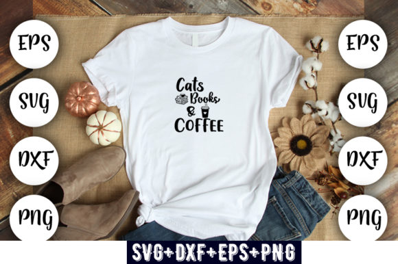 Cat Design Cats, Books Coffee Embroidery