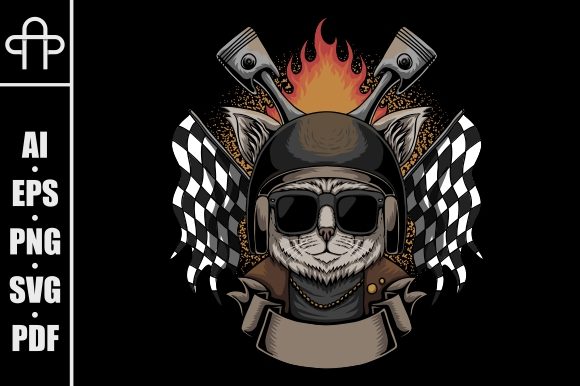 Cat Helmet Motorcycle Embroidery Design