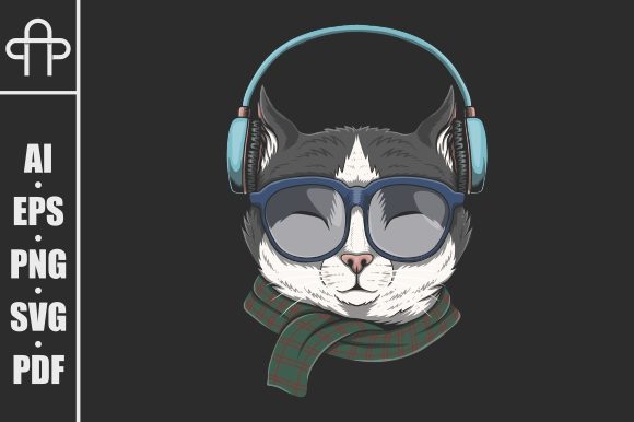 Cat Wears Headphones Illustration Review