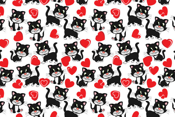 Cute Black Cat Cartoon Seamless Pattern Review