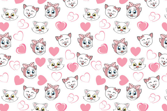 Cute Cat and Heart Seamless Pattern Review