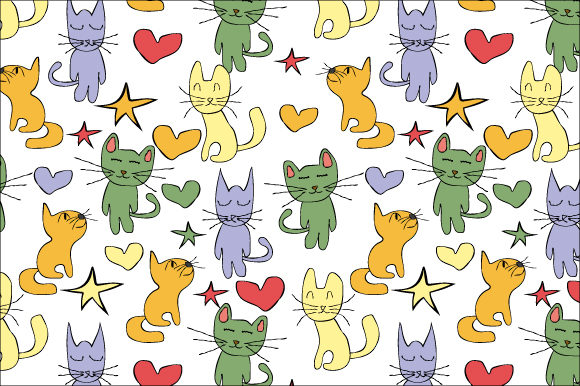 Cute Cat Cartoon Seamless Pattern Review