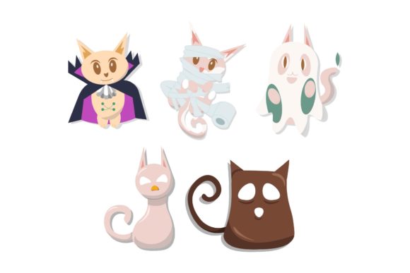 Halloween Cat Illustration Vector Set Review
